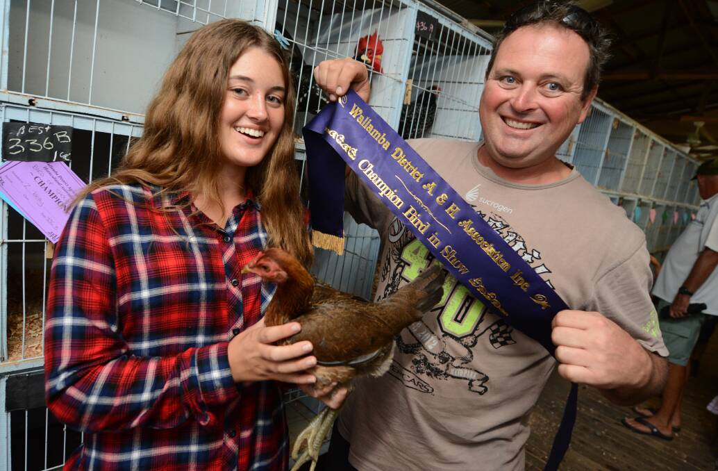 Zara and Dwayne Kelly exhibited the best bird of the show in the poultry section at the 2016 Wallamba show.