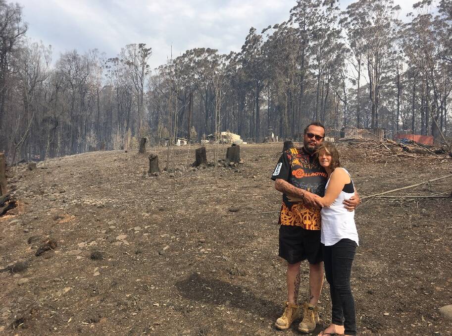 Devastated: Jason and Loretta Boyes have lost everything in the bushfire on their property in Comboyne.  Loretta is being treated for breast cancer.