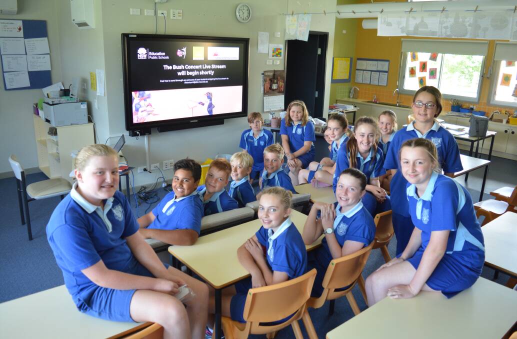 Barrington Public School's year five and six class gets ready for the live stream with the  Sydney Symphony Orchestra. 