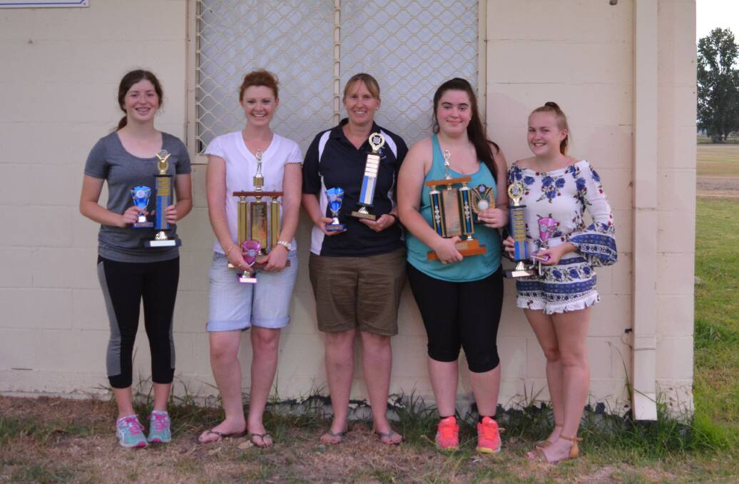 Award winners: Olivia Corbett, Casey Gooch, Robyn Beggs, Jenna Davis and Jess Anniwell stand proud with their well deserved trophies.