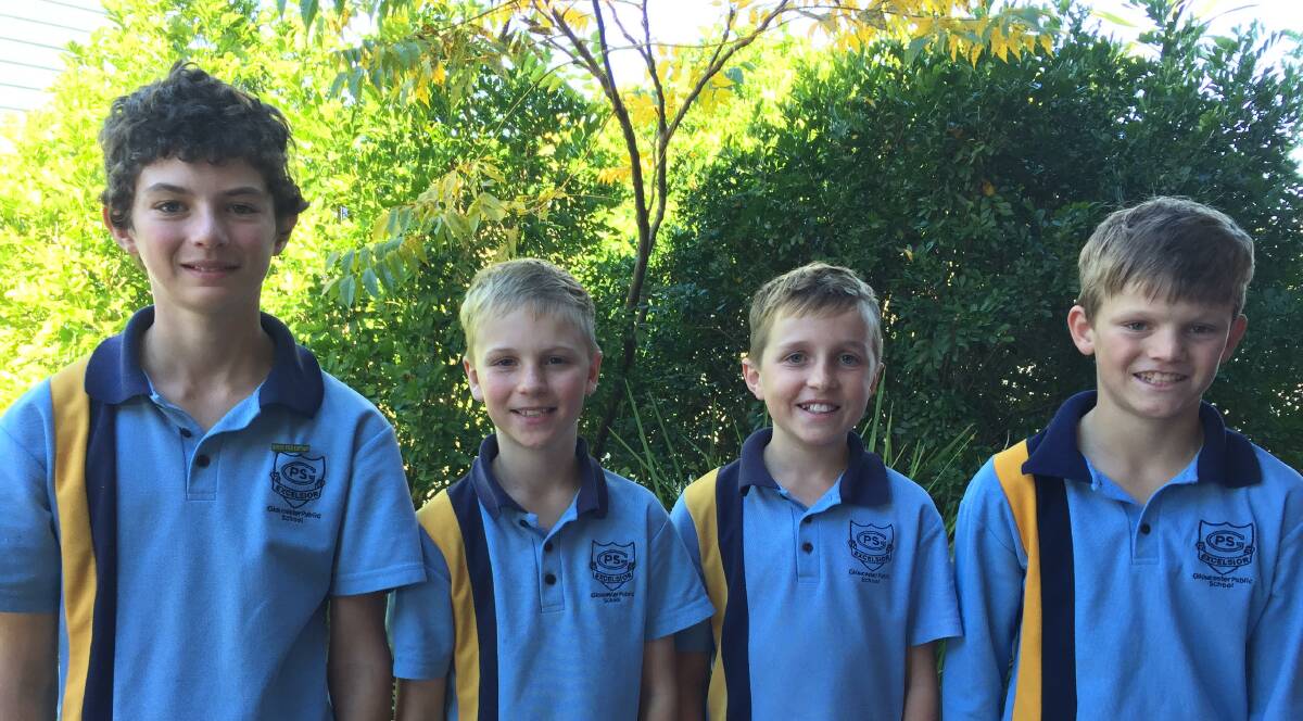 Cameron Turner, Ryan Beggs, Caiden Wakefield and Nicholas Maslen prepare for their adventure in Sydney at the ABC recording studio. 