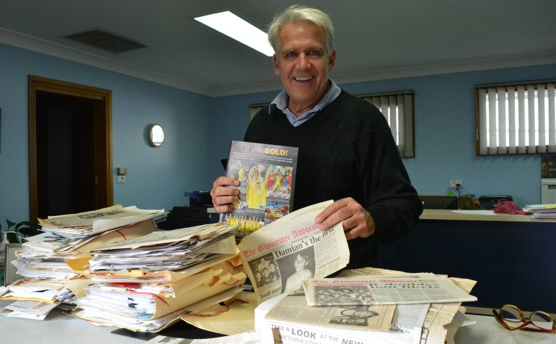 Remember when: Just like any proud parent, Ray Martin stores all of the newspaper clippings and keepsakes from Damian's career as well as for the rest of his children, in his office. Picture: Anne Keen