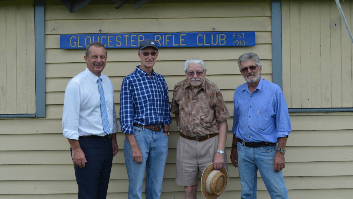 Michael Johnsen with David Hjorth, Fred Baumann and Stephen Pennicuik from the Gloucester Rifle Club. Picture. Melissa Williams