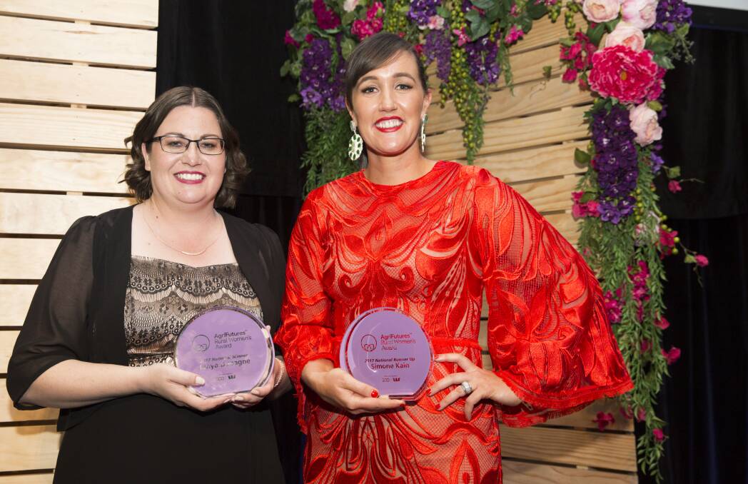 2017 AgriFutures Rural Women’s Award National Winner Tanya Dupagne from Kulin in Western Australia and National Runner-Up Simone Kain from Penola in South Australia. Photo. Supplied
