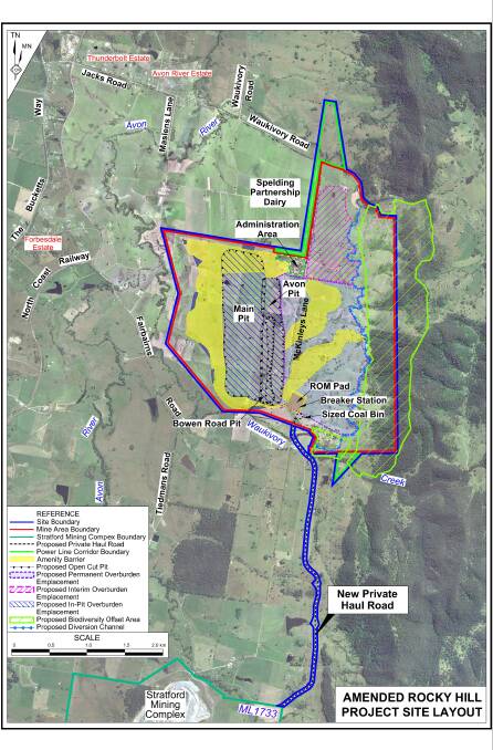 Amended Rocky Hill Mine site layout on display with the current Environmental Impact Statement.