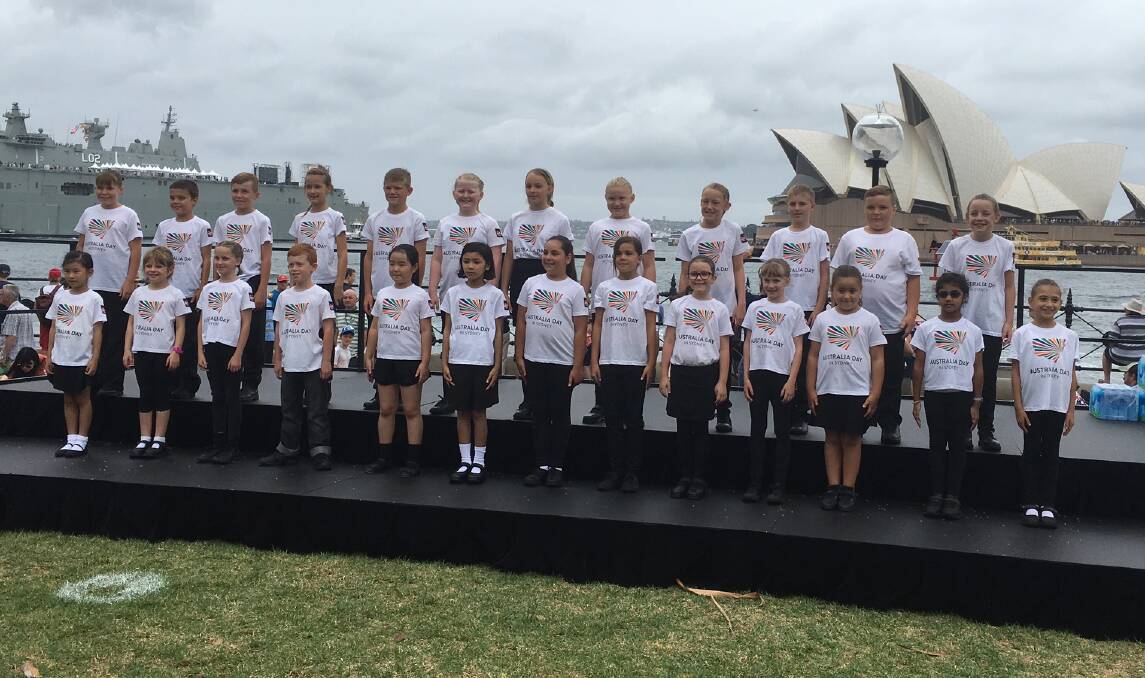 First time: This was the first time students from Gloucester Public School attended the event in Sydney representing the school choir. Picture: Leanne Wakefield