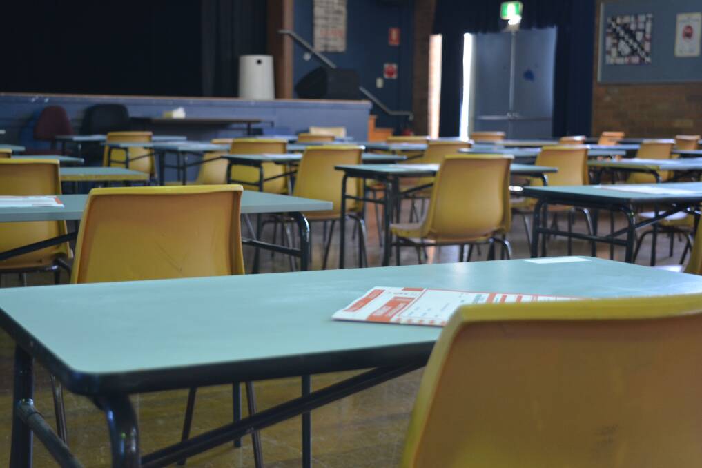 Gloucester High School: The NAPLAN tests wait for the year nine students to enter the school hall during the national week of testing. Picture: Anne Keen