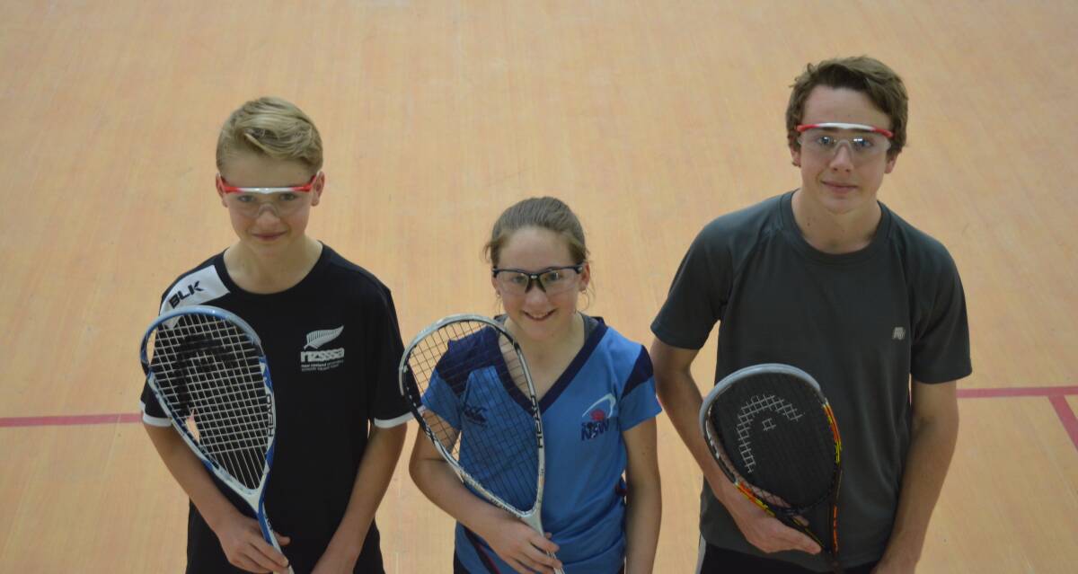 Back on home turf: Ethan Bird, Tanai O'Brien and Jacob Bird are back playing in the Monday night squash competition at the Gloucester squash courts. Picture: Anne Keen