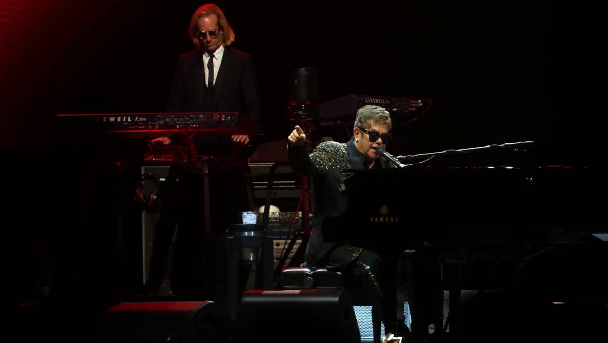 Elton John on stage in Wollongong
