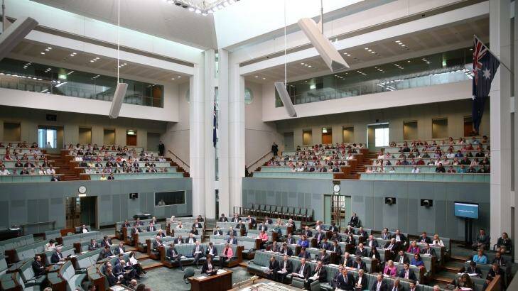 The glass-enclosed public gallery above Parliament's House of Representatives, where women with head coverings would have had to sit under the plan. Photo: Andrew Meares