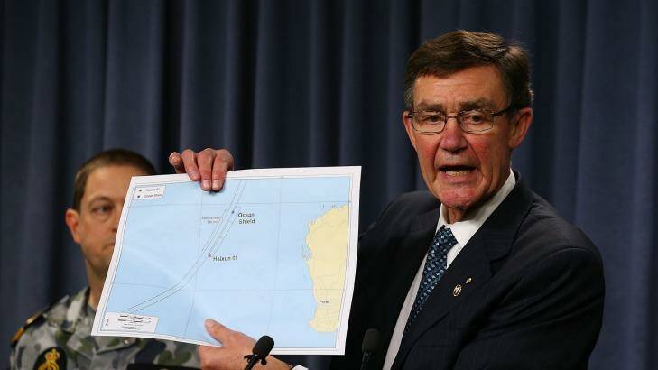 Houston briefing media during the search for MH370 last year. Photo: Paul Kane