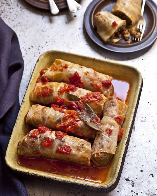 Karen Martini's spiced cabbage rolls with pork, porcini, lentils and rice <a href="http://www.goodfood.com.au/good-food/cook/recipe/spiced-cabbage-rolls-with-pork-porcini-lentils-and-rice-20130417-2hzz8.html"><b>(RECIPE HERE).</b></a> Photo: Marina Oliphant