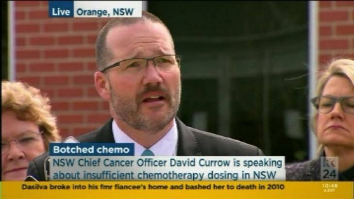 Professor David Currow releasing the report at Orange Hospital on Tuesday. Photo: ABC News 24