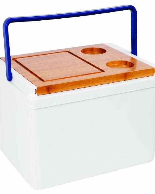 Cooler cool: The chicest esky ever. The wooden lid doubles as a cheese platter. $99.95. sunnylife.com.au Photo: Supplied