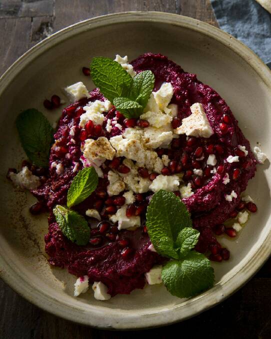Karen Martini's roasted beetroot, cinnamon and pomegranate dip <a href="http://www.goodfood.com.au/good-food/cook/recipe/roasted-beetroot-cinnamon-and-pomegranate-dip-20131112-2xdxp.html"><b>(RECIPE HERE).</b></a> Photo: Marcel Aucar