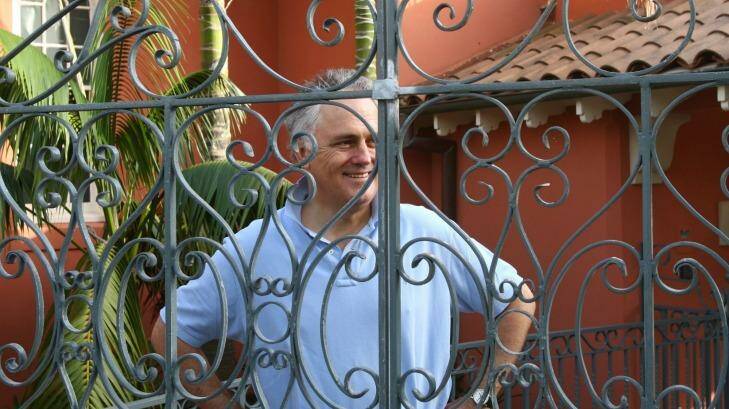 Happy neighbours: Malcolm Turnbull at his Point Piper home earlier this year. Photo: Anthony Johnson AWJ
