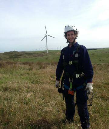 Simon Parry has just completed his apprenticeship as a wind turbine fitter and turner.