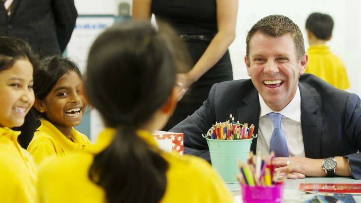At ease: Premier Mike Baird and Education Minister Adrian Piccoli visit Homebush West Public School. Photo: James Brickwood