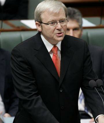 Kevin Rudd delivers the apology in 2008. Photo: Andrew Sheargold