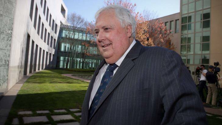 Clive Palmer during a press conference at Parliament House on Tuesday. Photo: Andrew Meares
