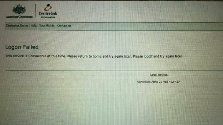 A screenshot of one user's attempt to login to the MyGov online portal, which has left clients blocked from the system for up to two weeks.
