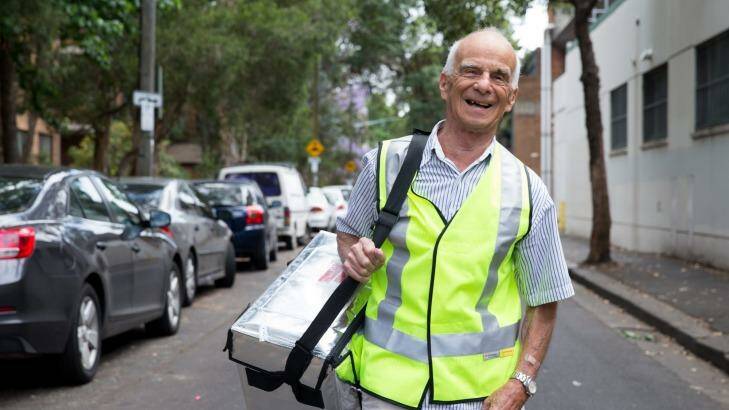 The inventor of the paddlepop, John Karlik, 85, volunteers for Meals on Wheels in Sydney. Photo: Janie Barrett