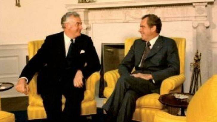 President Nixon meets with Gough Whitlam in the Oval Office at the White House in 1973. Photo: Yorba Linda via Nixon Presidential Library 