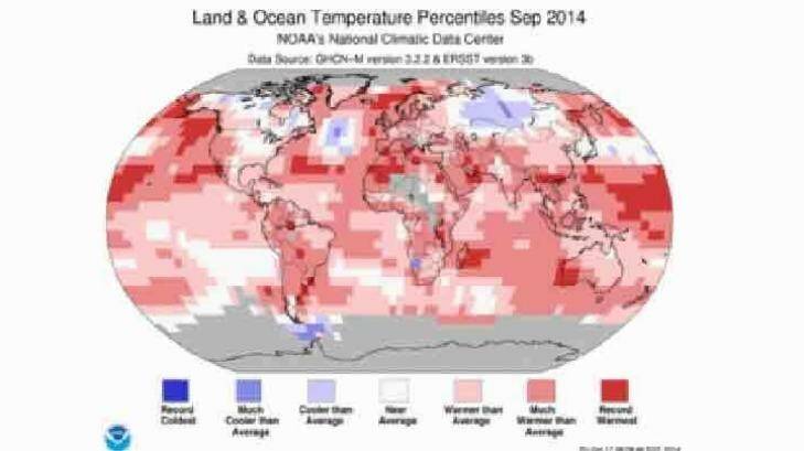Most of the planet was warmer than average in September - with sea-surface temperatures at record levels. Photo: NOAA