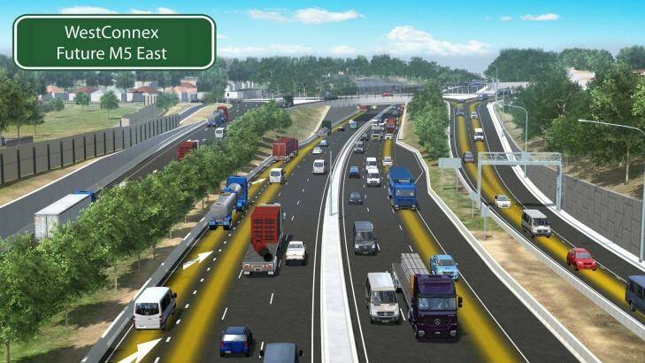 A artist's impression of a section of the WestConnex motorway project, which is due to open in 2023. Photo: Supplied