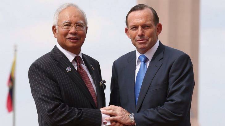 Tony Abbott with Najib Razak in Malaysia last year.  Photo: Andrew Meares