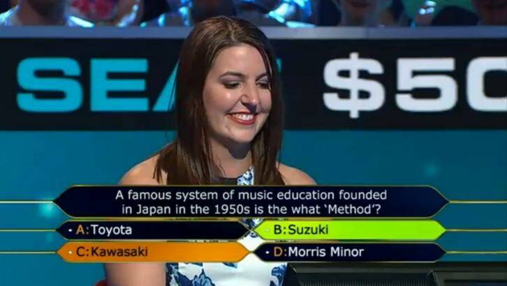 Candice Barnes will never forget the answer to this question... Photo: Channel 9