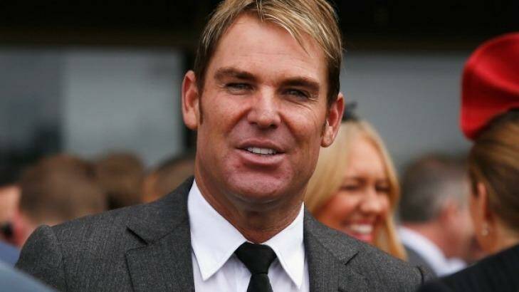Shane Warne enjoys Cox Plate day at Moonee Valley racecourse in October 2014.  Photo: Darrian Traynor