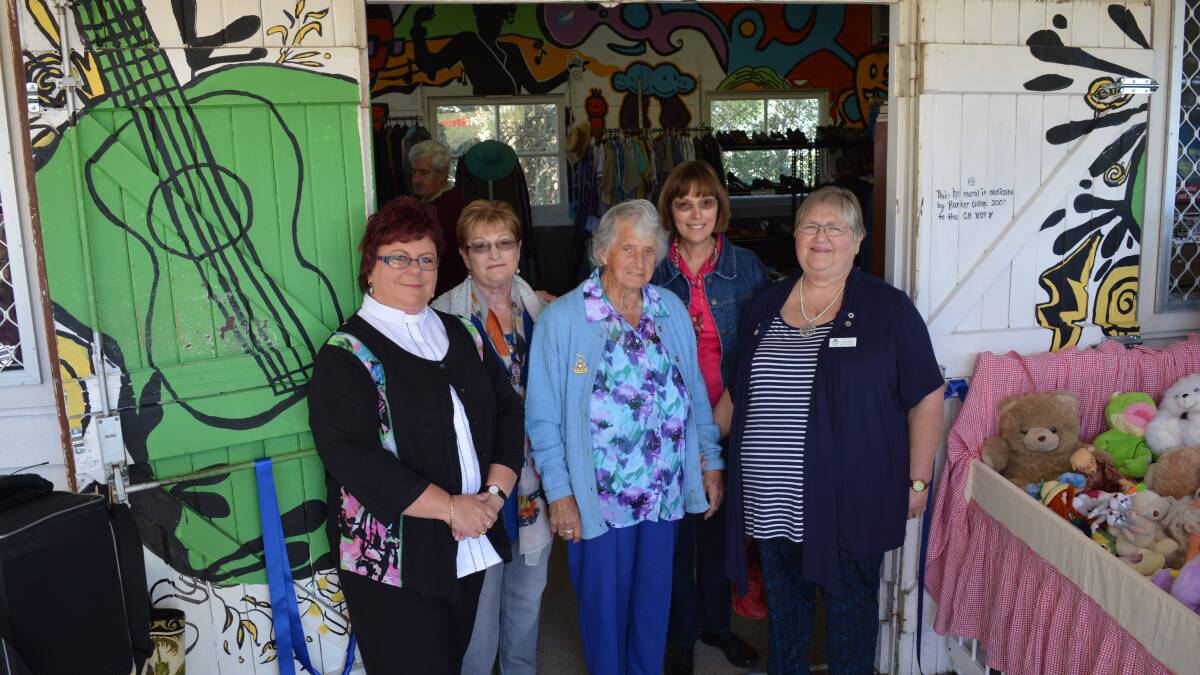 Reverend Michelle Hazel-Jawhary, Dianne Leonard, Clarice Taylor, Yvonne Davey and Jean Taylor at the opening of the Anglican Church’s new op shop.