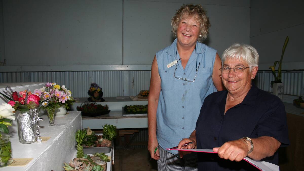 Floral art judges Mary Sweeney and Margaret Higgins at the 2009 Gloucester Show.