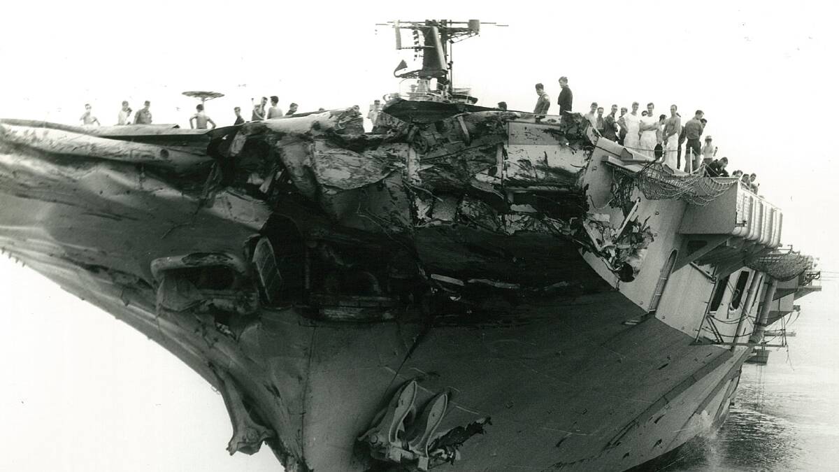 The HMAS Melbourne after it collided with the USS Frank E Evans.