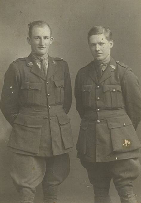 Tom Abbott (right) with friend Andrew Laurie in a picture taken during the First World War.