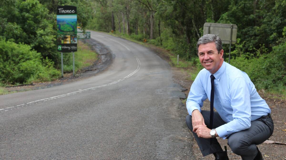 Lyne MP David Gillespie on a section of the Bucketts Way near Tinonee.