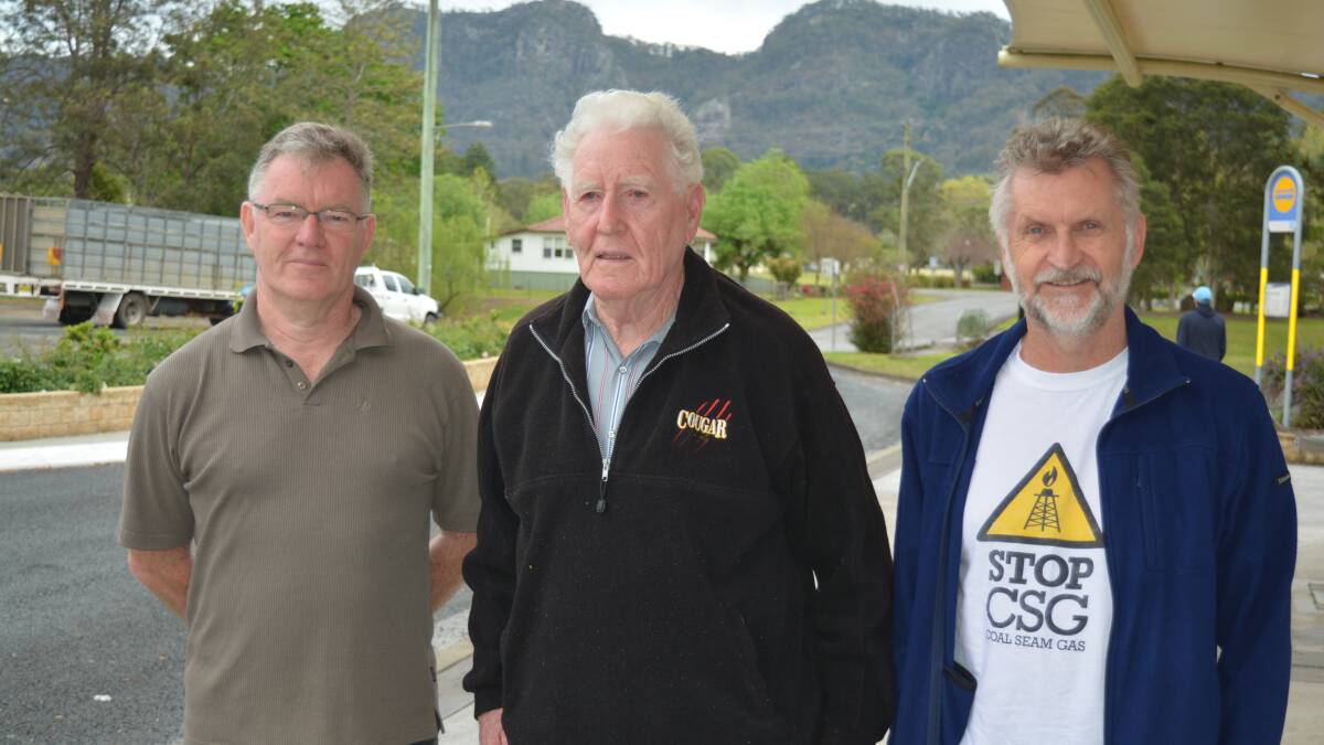 Bill Ryan (centre) with son Colin and friend Peter Donley in Gloucester last week.