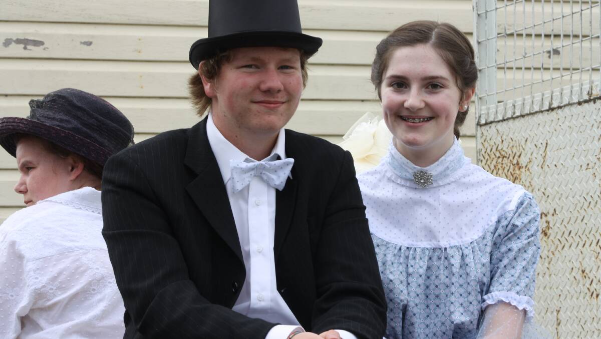 Patrick Skelton and Hayley Johns in a period dress she made herself.