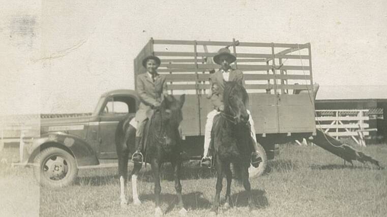 An undated photo of Jeanette Carter riding 'Fea' and Fred Reichert riding 'Cuddles' at the Gloucester Show.
