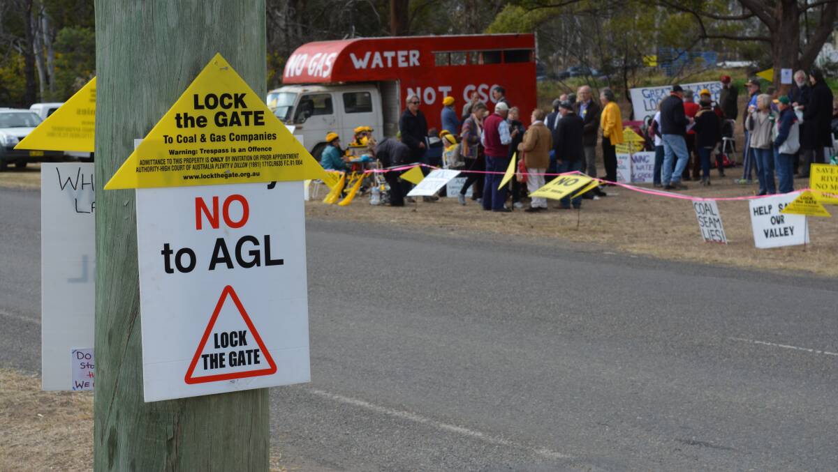 Protesters gathered outside the Gloucester headquarters of AGL earlier this month. More than 190 submissions have been made to council on a proposed temporary campsite for protesters.
