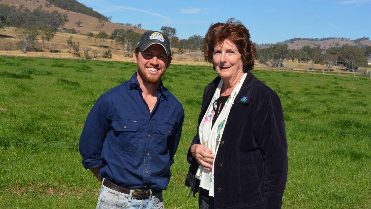 Tidy Towns judge Moira Ryan with dairy farmer James McRae on his property at Barrington.