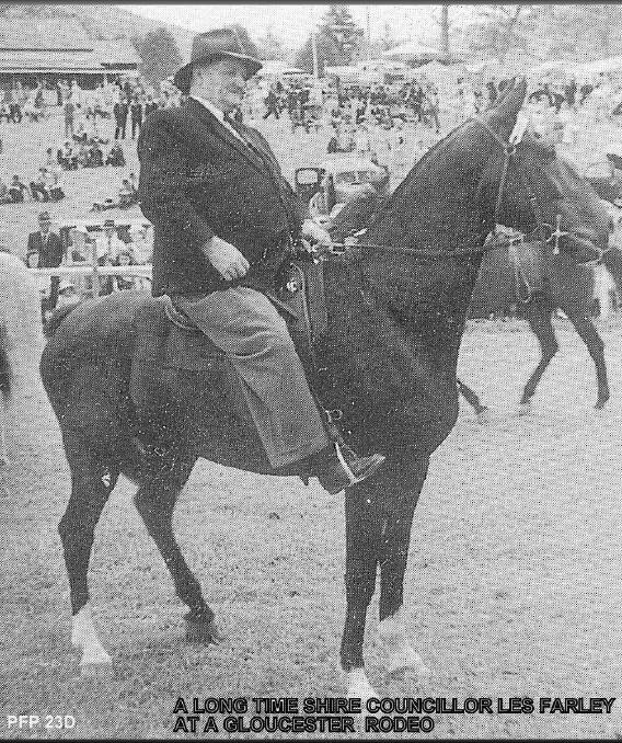 An undated photo of long serving councillor Les Farley at a rodeo held at Gloucester Showground.