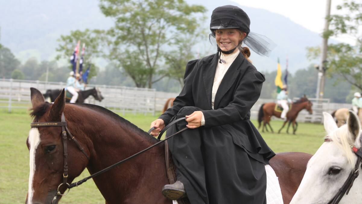 Charlotte Maslen riding side saddle.