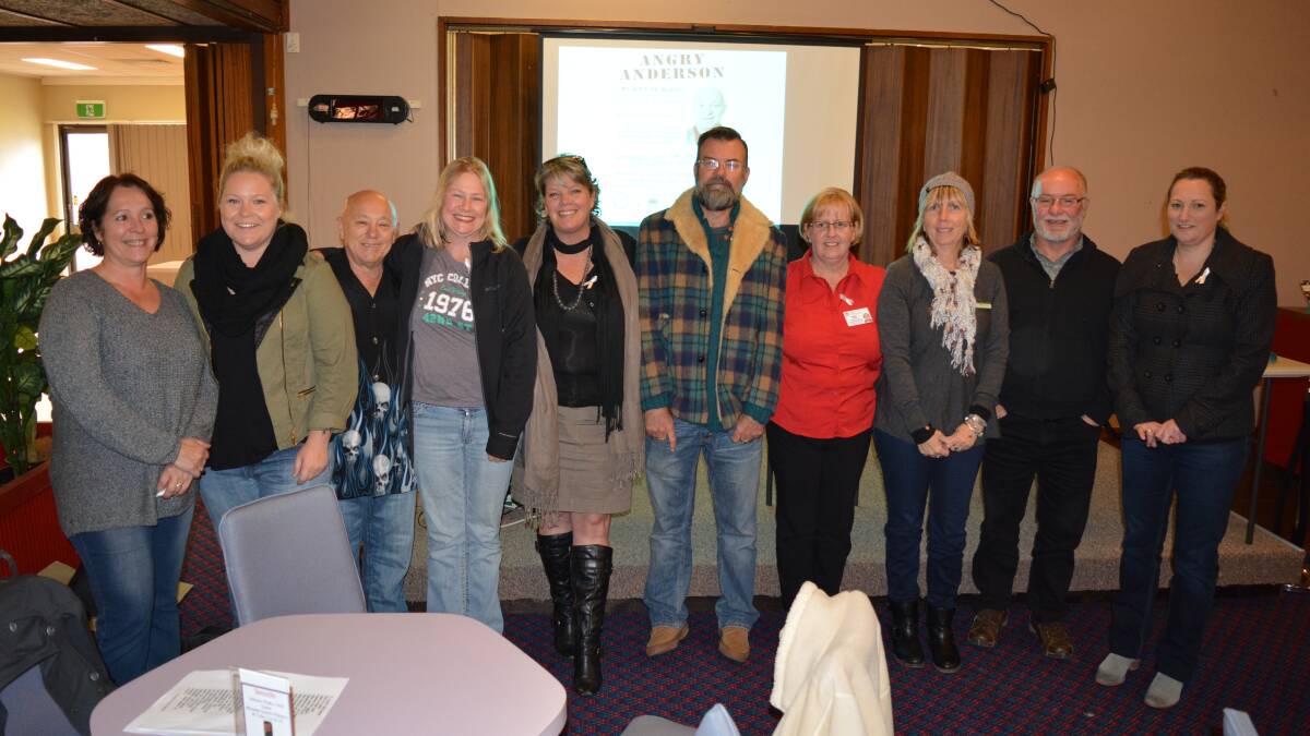  Pilar McGechan and Kath Donovan from Taree Women’s and Children’s Refuge, 
Angry Anderson, Liz Collins and Kelley Chapman from the Bucketts Way Neighbourhood Group, Andrew Harvey, Margo Redfern, Sheryl Tester, Phil Long and Rachel Squires from DPI  .