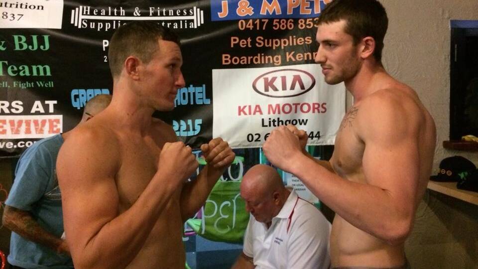 Before: Tom Kingston and Blake Shepard face off at the weigh-in.