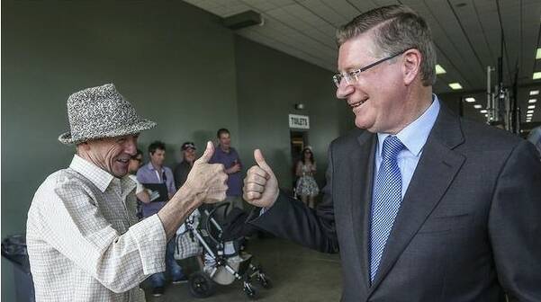 Bloke's bloke: Denis Napthine was happy to stop for a chat with punters at the Avoca Cup. Photo: Meredith O'Shea
