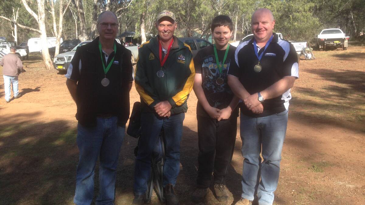 Jeff Jennings, Mark Fotheringham, Alistair Best and Andrew Best with their medals at the Northern NSW championships at Gunnedah.