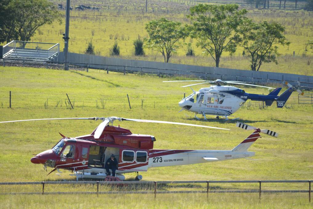 Service from the sky: Rural Fire Service volunteers used Gloucester Showground as a base during the bushfires in February. Photo: Anne Keen.
