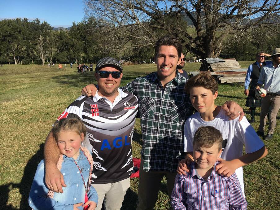 Day for Derek: Perth Wildcats captain and Gloucester native Damian Martin with Shaun, Charlize, Riley and Preston Kerry. Photo: Shaun Kerry.